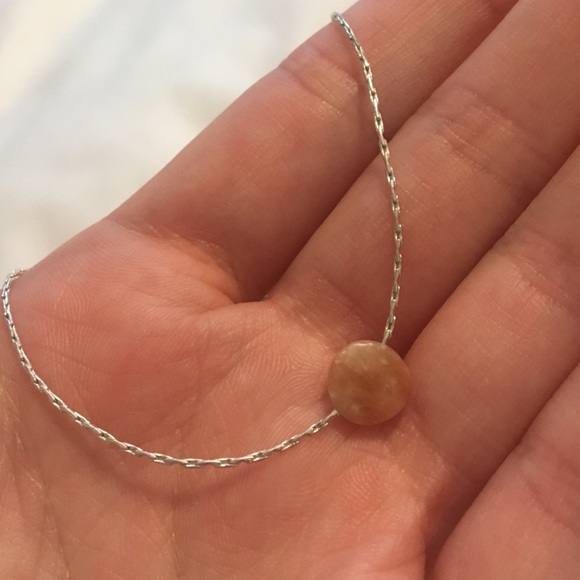 Gorgeous Handmade Peach Stone Dainty Necklace - Picture 2 of 6